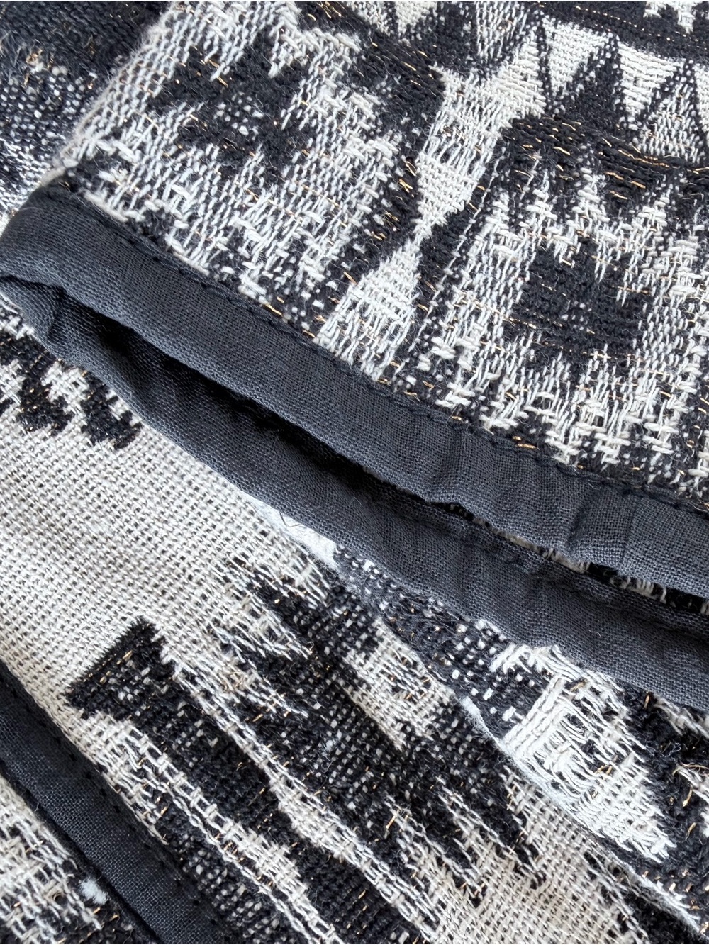 Vintage 90s Flashback Tapestry Jacket S Black White Gold Western Cropped - Picture 11 of 12